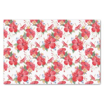 Watercolor Hibiscus And Lantana Floral Pattern Tissue Paper by KeikoPrints at Zazzle