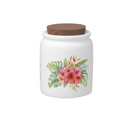 Watercolor Hibiscus Candy Jar