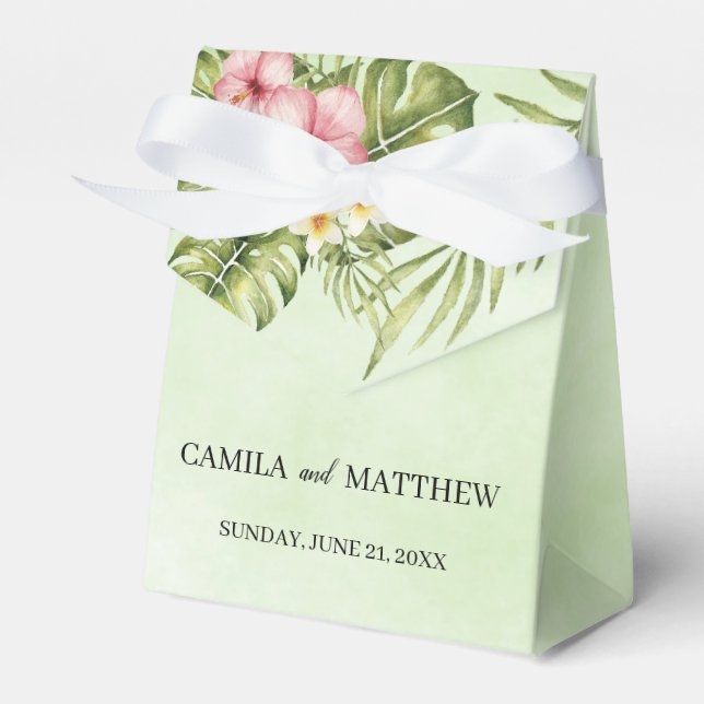 Watercolor Hibiscus Favor Boxes (Front Side)