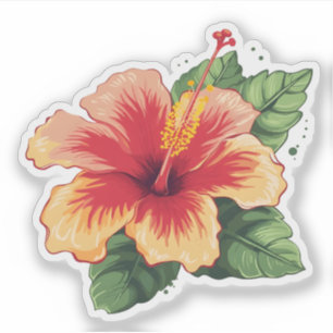Watercolor Hibiscus Flower Sticker