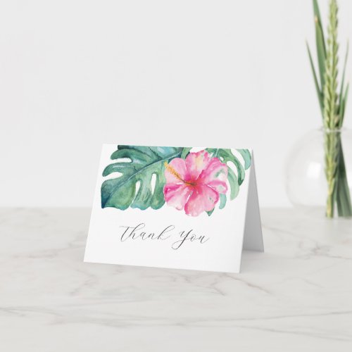 Watercolor Hibiscus Funeral Thank You Cards