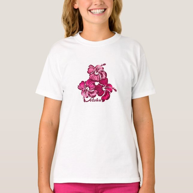 Watercolor Hibiscus Girls Tee (Front)
