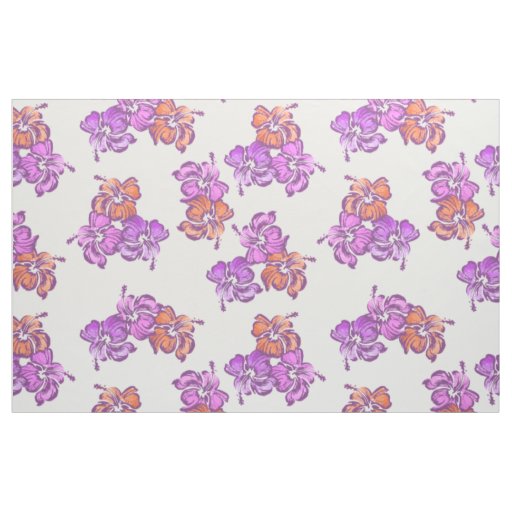 Watercolor Hibiscus Hawaiian Tropical Fabric