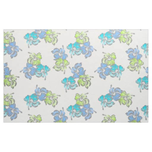Watercolor Hibiscus Hawaiian Tropical Fabric