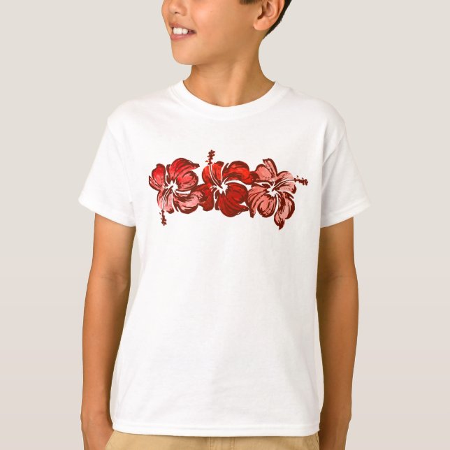 Watercolor Hibiscus Hawaiian Tropical T-Shirt (Front)