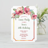 Watercolor Hibiscus Luau Adult's Birthday Party Invitation (Standing Front)