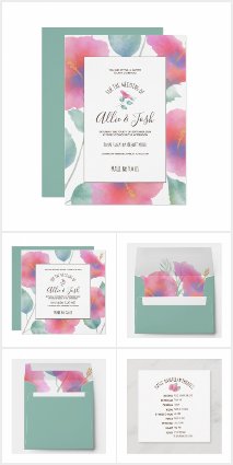 Watercolor Hibiscus Maui Wedding