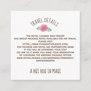 Watercolor Hibiscus Maui Wedding Enclosure Card