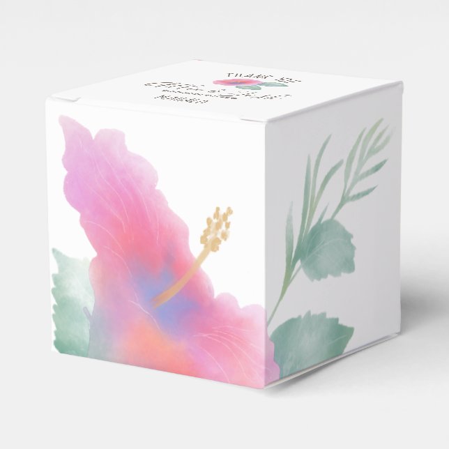 Watercolor Hibiscus Maui Wedding Favor Boxes (Front Side)