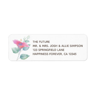 Watercolor Hibiscus Maui Wedding Label
