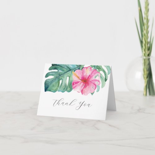 Watercolor Hibiscus Personalized Folded Note Card