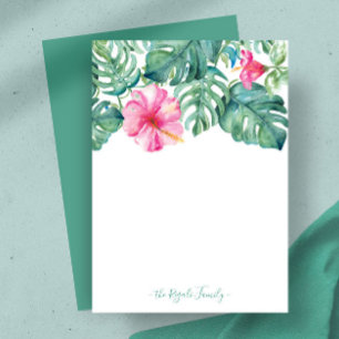 Watercolor Hibiscus Personalized Stationery Note Card