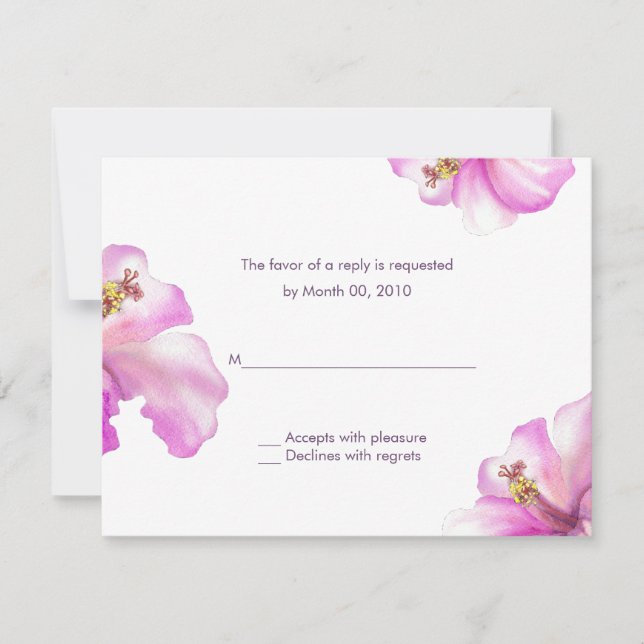 Watercolor Hibiscus reply cards (Front)