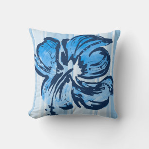 Watercolor Hibiscus Reversible Square Pillow