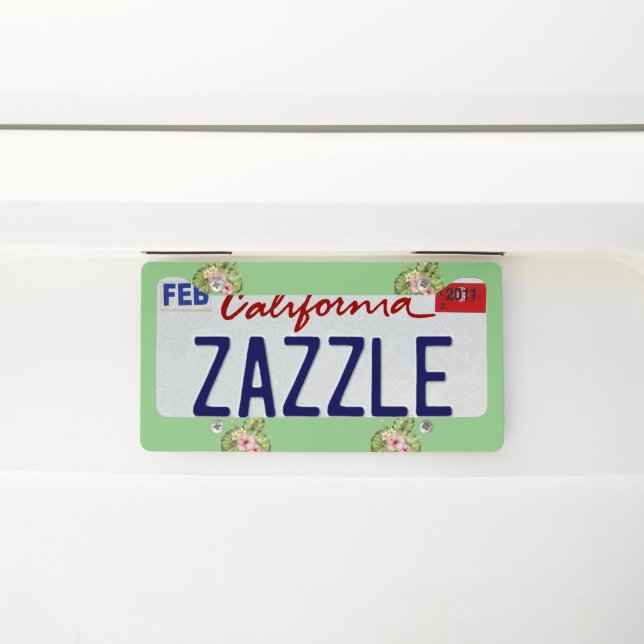 Watercolor HIbiscus Summer License Plate Frame (On Car)