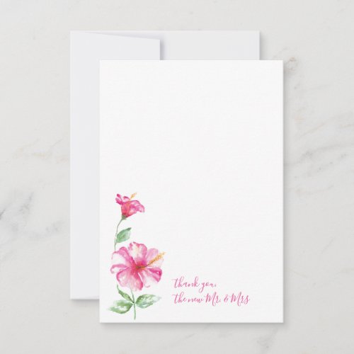 Watercolor Hibiscus Thank You Stationery Note Card