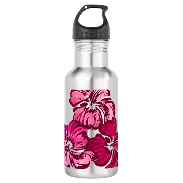 Watercolor Hibiscus Tropical Water Bottle (Front)