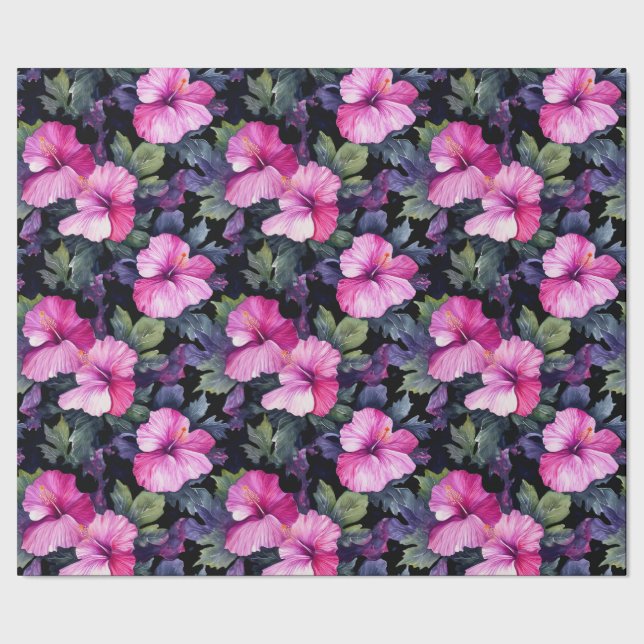 Watercolor Hibiscus Wrapping Paper (Seam)