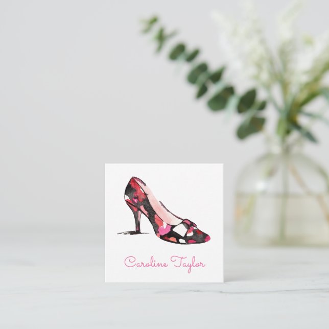 Watercolor High Heel Designer Shoe Gift Enclosure Note Card (Standing Front)