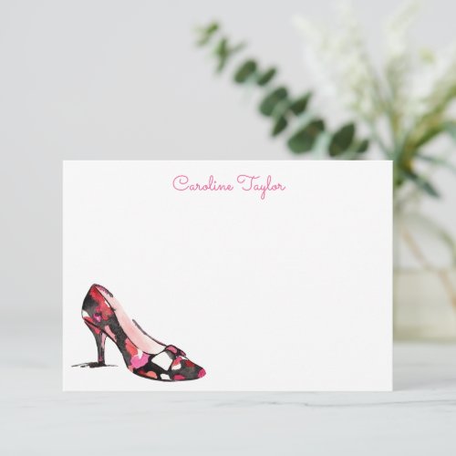 Watercolor High Heeled Designer Shoe Personalized Thank You Card