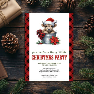Watercolor highland cow in bucket Christmas Invitation