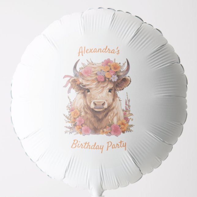 Watercolor Highland Cow Shower/Birthday Balloon (Front)