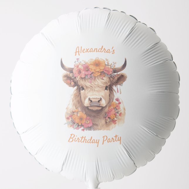 Watercolor Highland Cow  Shower/Birthday Balloon (Front)