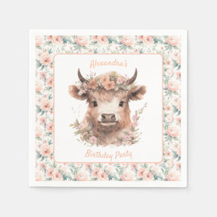 Watercolor Highland Cow Shower/Birthday Plate Napkins