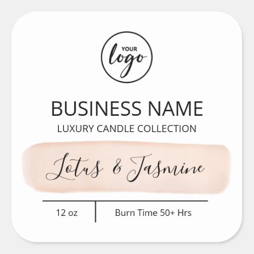 Watercolor Highlight White Logo Candle Labels