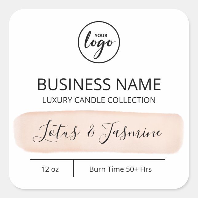 Watercolor Highlight White Logo Candle Labels (Front)