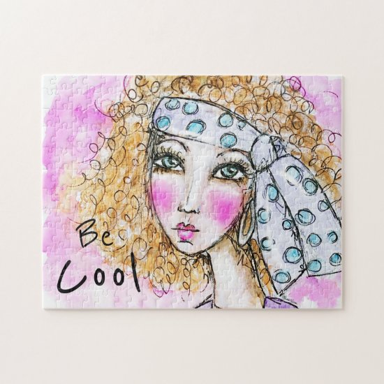 Watercolor Hippie Boho Girl Whimsical Art Colorful Jigsaw Puzzle
