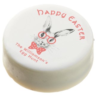 Watercolor Hipster Bunny Red Bow Easter Egg Hunt