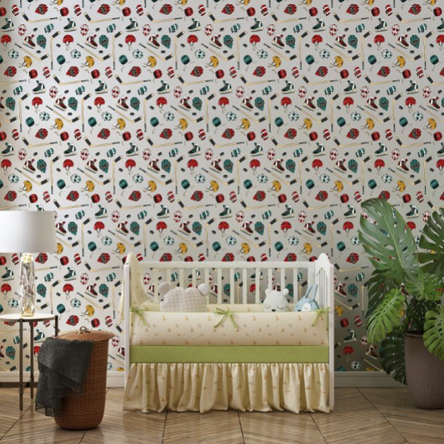 Watercolor Hockey Kids Room Wallpaper Wallpaper (Creator Uploaded)