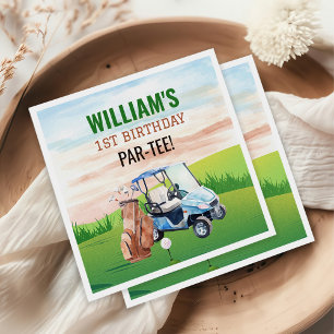 Watercolor Hole in One Golf 1st Birthday  Napkins