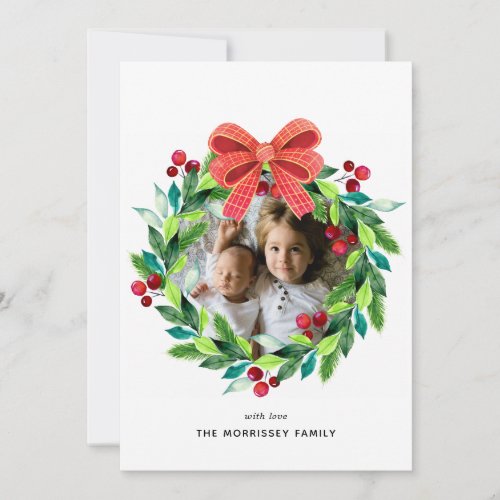 Watercolor Holiday Berry and Holly Wreath