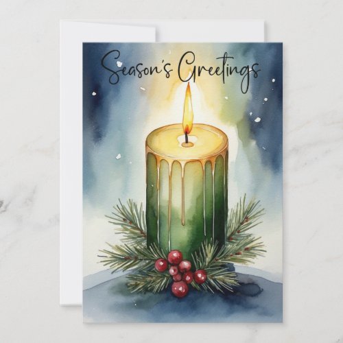 Watercolor Holiday Candle Festive Illustration 