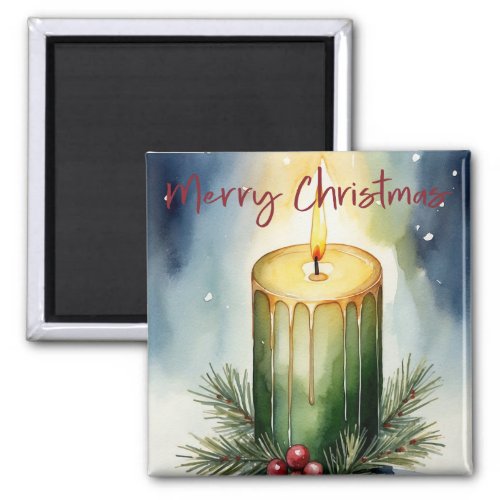 Watercolor Holiday Candle Festive Illustration  Magnet