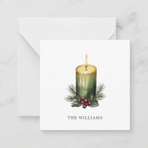 Watercolor Holiday Candle Festive Illustration  Note Card