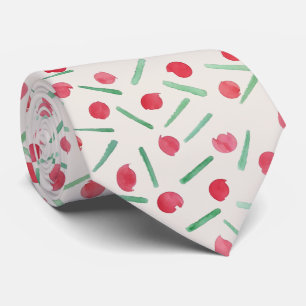 Watercolor Holiday Candy Cane Watercolor Neck Tie