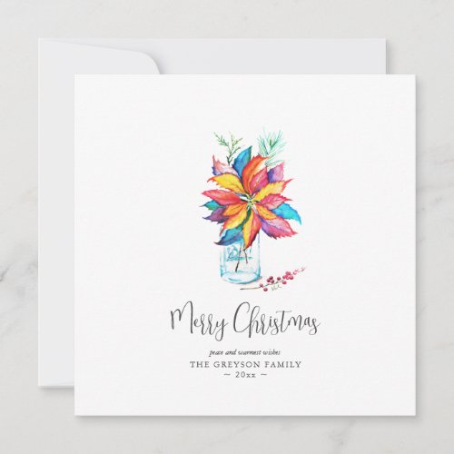 Watercolor Holiday Cards Vibrant Poinsettia