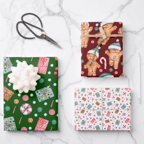 watercolor holiday colorful wrapping paper sheets