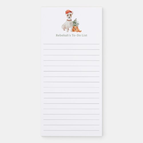 Watercolor Holiday Cute Corgi Personalized Magnetic Notepad