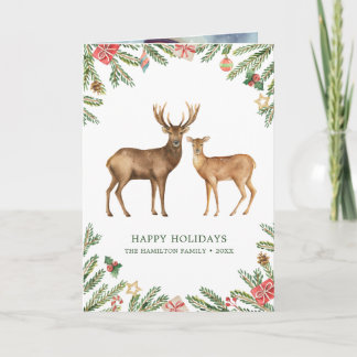 Watercolor Holiday Deer Card