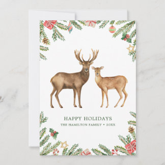 Watercolor Holiday Deer Card