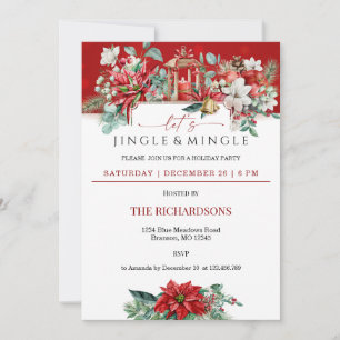 Watercolor Holiday Floral Trendy Christmas Party Invitation