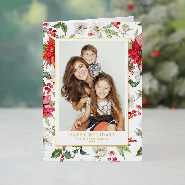 Watercolor Holiday Florals White Happy Holidays (Holiday In Situ)