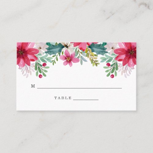 Watercolor Holiday Flowers  Wedding Place Card