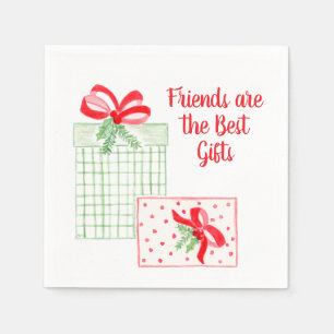 Watercolor Holiday Friends are the Best Gifts Napkins