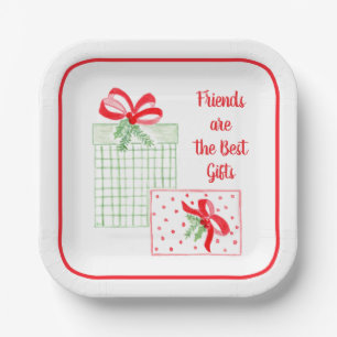 Watercolor Holiday Friends are the Best Gifts Paper Plates