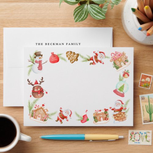 Watercolor Holiday Gingerbread Christmas Party Envelope